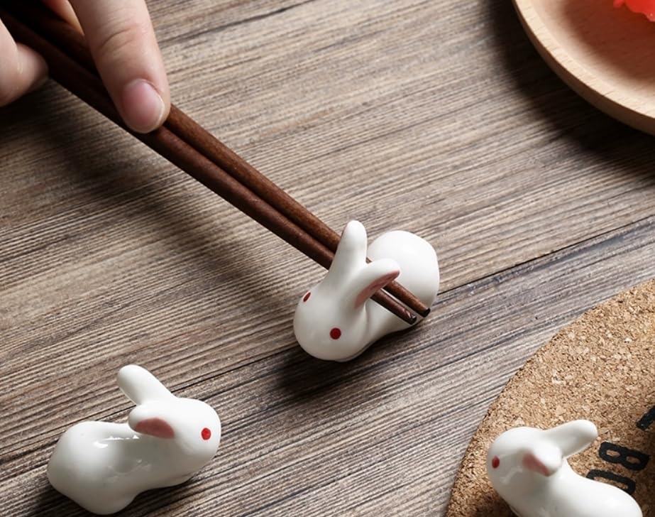 Speed Mao Cute Rabbit Ceramic Chopstick Set of 6 Rests,
