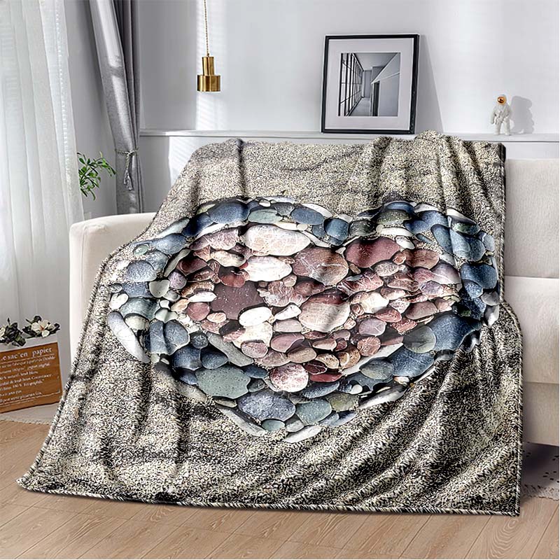 3D Fashion Wave Pebble Starfish Cartoon Flannel Blanket Sofa Bed Bedroom Warm Portable Exquisite Extra Large Warm Blanket Gift