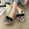 Slippers Women's Fashion Versatile Bow Thick Bottom Slope Heel Slippers Women Wear Cool Slippers 2025 Summer