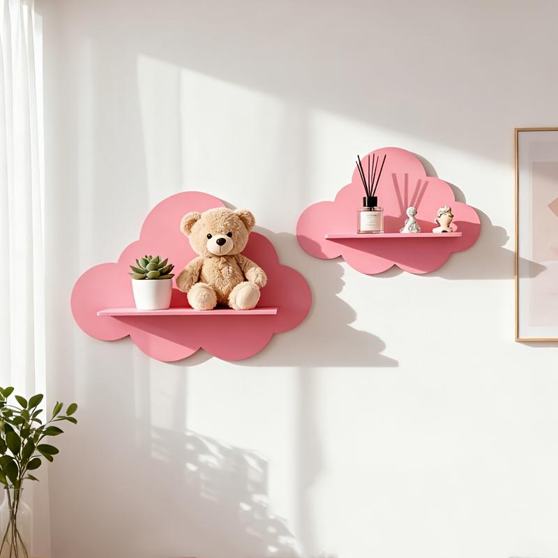 Multi-Functional Cloud-Shaped Wooden Wall Shelf - Durable Minimalist Wall-Mounted Storage Rack