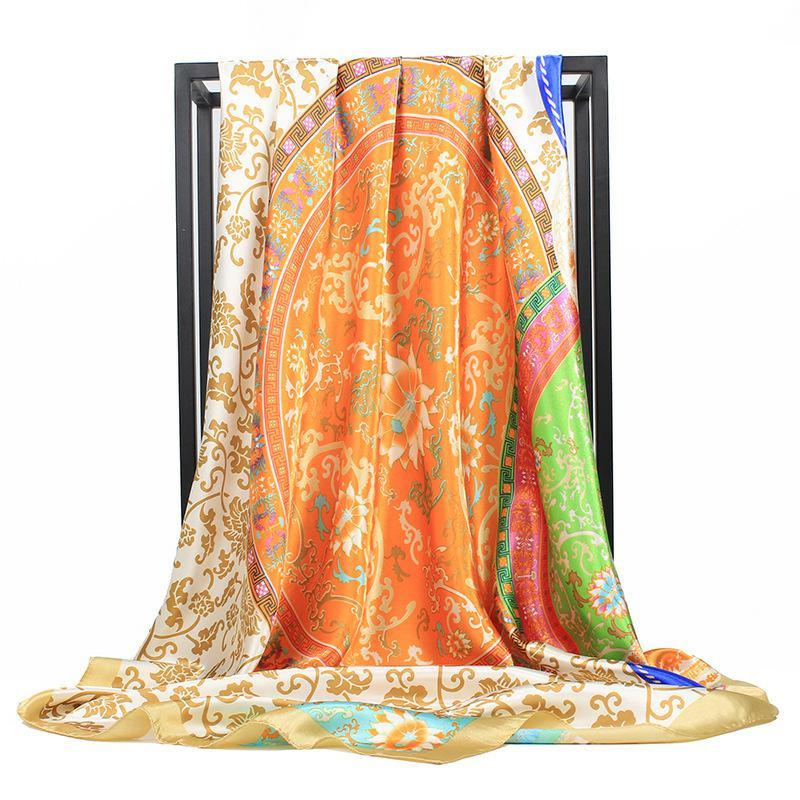 2025 Hip Hop Hijab Scarf Women Print Neckerchief Foulard Square Satin Silk Scarves Shawls And Wraps Lady Pashmina Bandana 2025