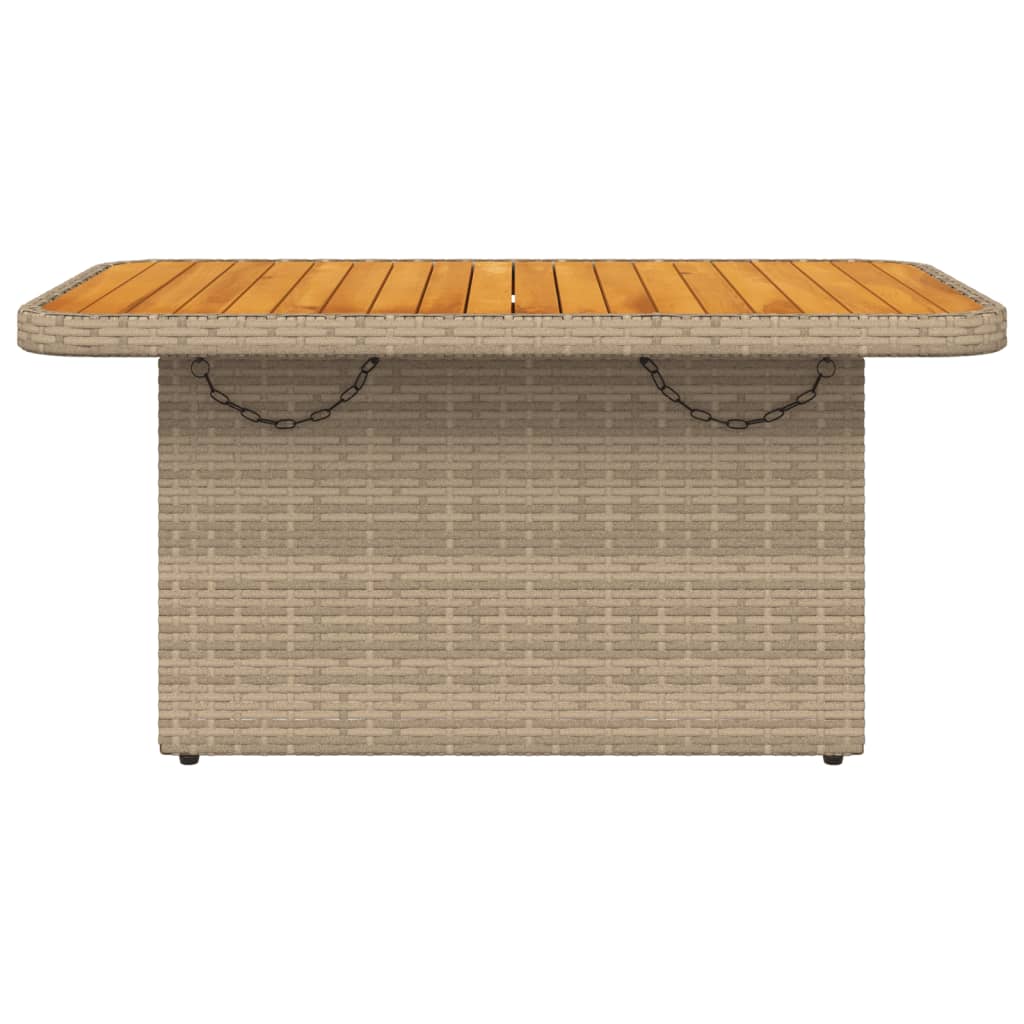 Vidaxl Stół Ogrodowy, Beżowy, 90X55X71 Cm, Polirattan I Akacja