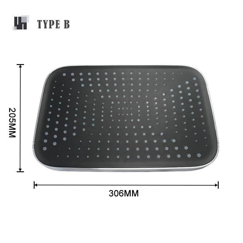 8/10/12 Inch Rainfall Shower Head Round Square ABS Rain Shower Head Pressurized Big Overhead Shower Black Chrome Gold Grey