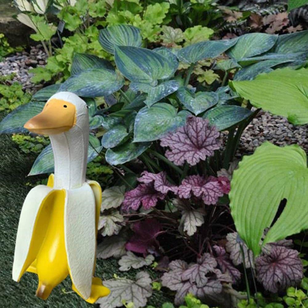 Resin Lawn Office Patio Home Garden Weird Gifts Banana Duck Ornament Duck Sculpture Duck Statues