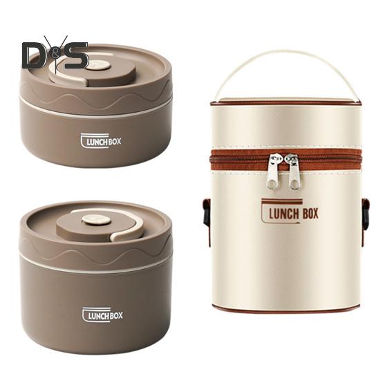 1 комплект, 420/550 мл ланч-бокс из нержавеющей стали с герметичной крышкой, двухслойный, пищевой, посудомоечная машина, микроволновая печь, морозильник, безопасный для студентов, круглый термос