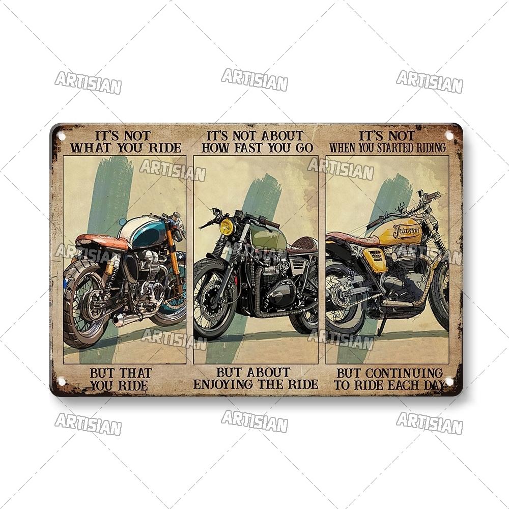 Артизанальный мотоцикл металлический знак мотоцикл жестяная пластина гоночный декоративная табличка езда настенный декор гараж бар паб клуб отель кафе