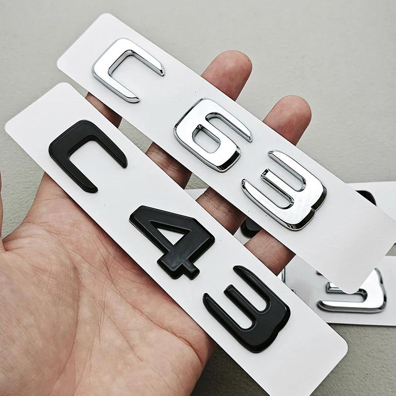 3D ABS Car Letters C43 C63 Logo Rear Trunk Badge Emblem Decals For Mercedes Benz AMG C43 C63 W205 W206 Car Sticker Accessories