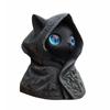 Hooded Cat Statue Resin Mysterious Black Cat Figurine Gothic Tabletop Mini Cat Sculpture Halloween Decoration Gift for Cat Lovers