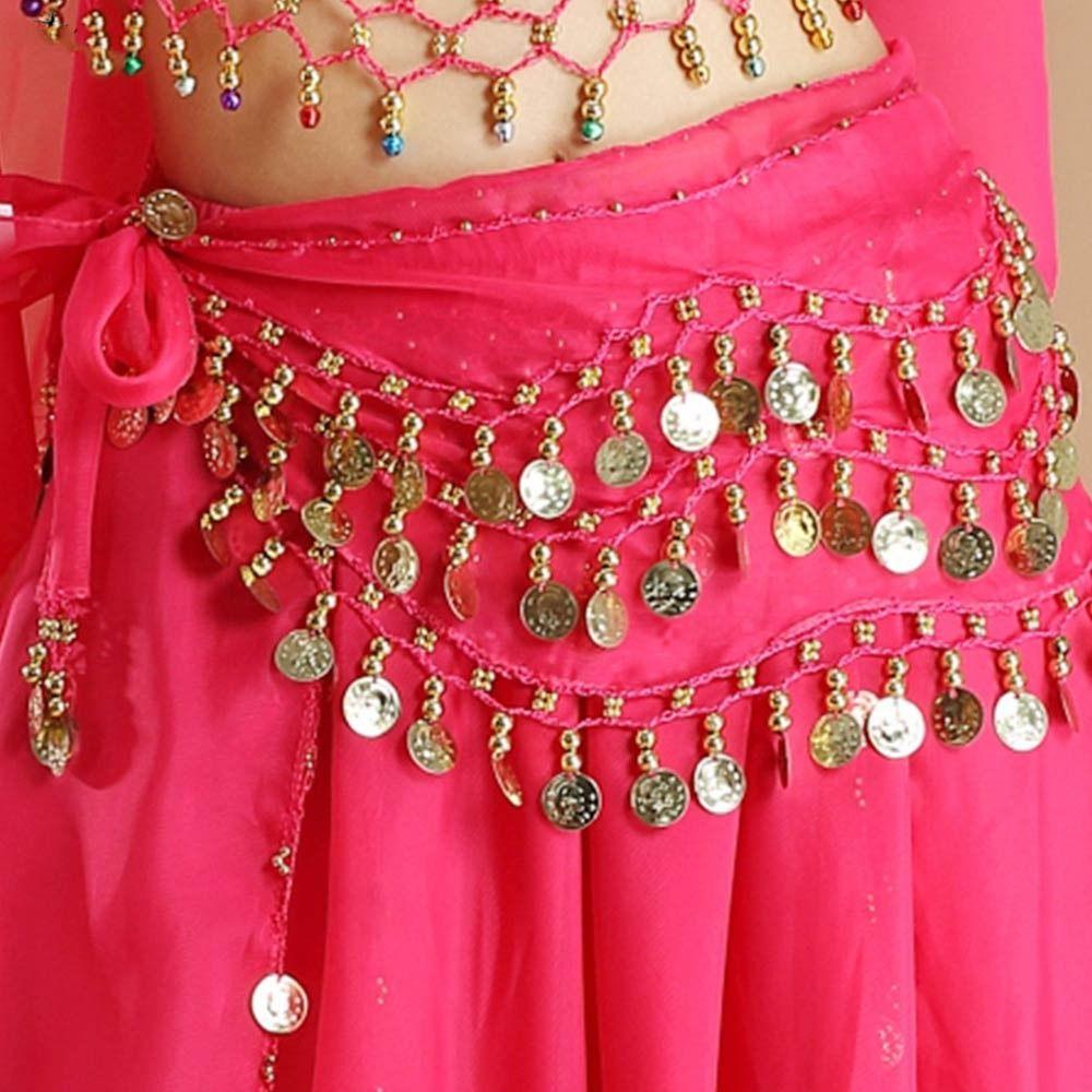 Women Sequins Show Costumes Waist Chain Hip Scarf Belly Dance Belt Dancer Skirt