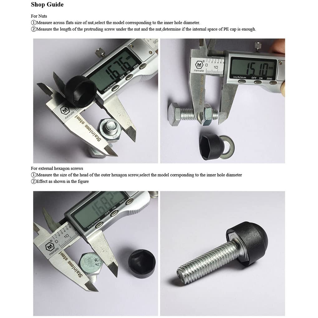 Yiooskl 10pcs M6 M8 M10 M12 Bolt Nut Protective Cap Hex Tool Kit Cover, Black/M10/17mm