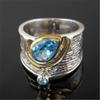 Accessories, Creative Ethnic Style With Blue Rhinestone Zircon Ring, Fashionable Women'S Ring