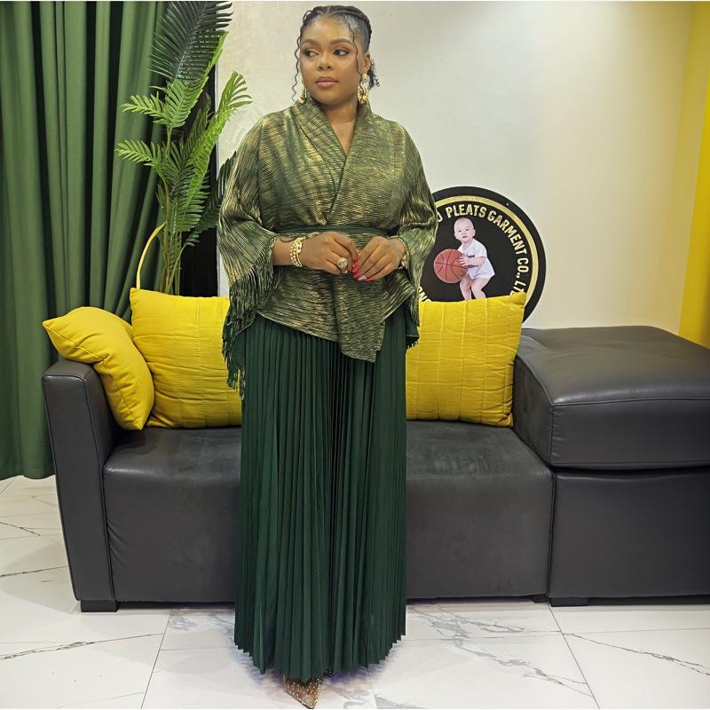 Miyake Pleats Women's 2025 Summer Oversized Casual Fashion with African Hot Stamping