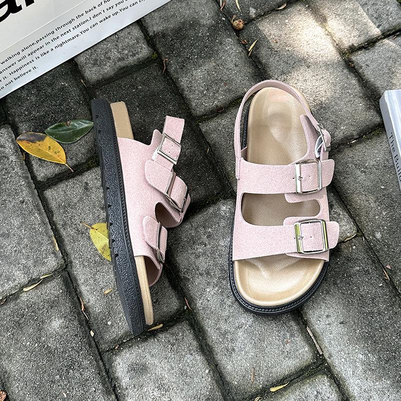 Comfortable fashion casual retro shoes women's summer new Roman platform sandals belt buckle beach shoes