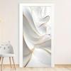 Элегантная белая и золотая абстрактная наклейка на дверь из струящейся ткани - самоклеящиеся обои, гладкая текстура, роскошный домашний декор.