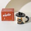 Cute Cat Cup Office Mug with Lid Water Cup Ceramic Couple Gift Souvenir Gift Box Birthday Creativity