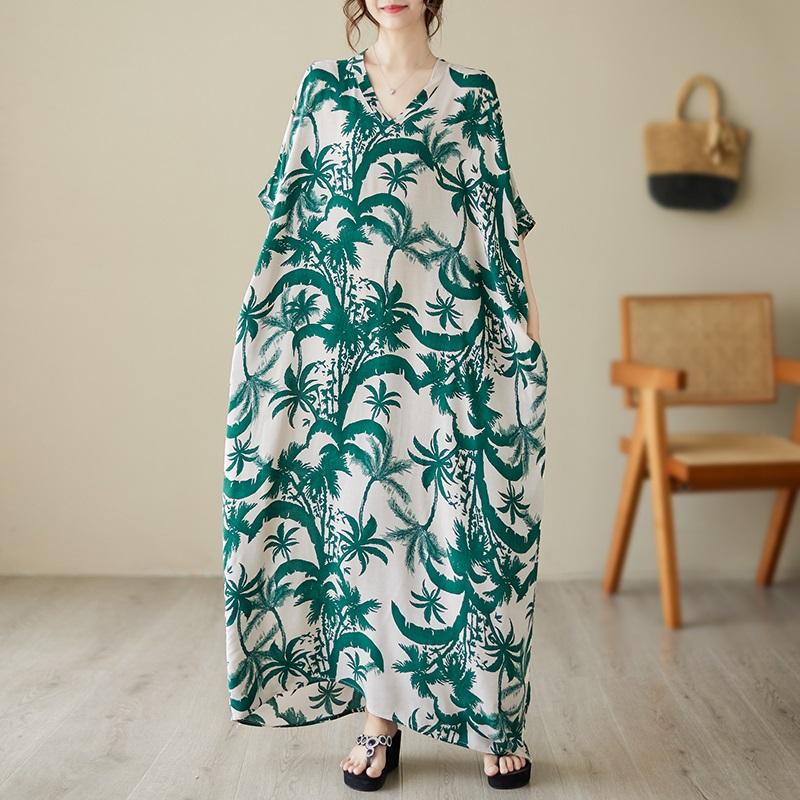 Новое хлопковое атласное платье с коротким рукавом больших размеров в винтажном цветочном стиле для женщин, повседневное свободное длинное летнее платье макси