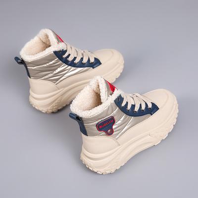 Новые зимние ботинки-дутики 2025 года на высокой толстой подошве, утепленные нескользящие хлопковые ботинки, женские кроссовки на платформе для тепла