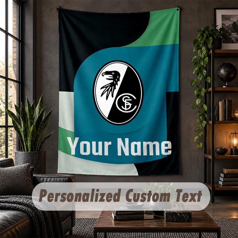 Personalized Wall Tapestry,SC Freiburg FC Custom Text, Soft Fabric Wall Art For Indoor Decoration