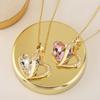 Zircon Crystal Heart Necklace Collarbone Chain Sweater Chain