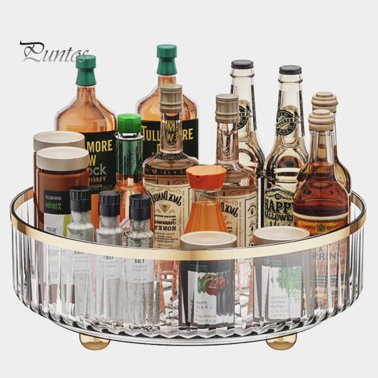 360-Degree Rotating Spice Rack Storage Tray Large Capacity Strong Load-bearing Seasoning Cosmetic Storage Bin Kitchen Organizer
