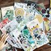 Character Collection Nature 60pcs Retro Stickers Set Foil Flower Green Leaves Plant Sticker Diy Art Decoration Diary Gift