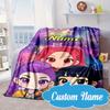 Custom Name KPop Cartoon Blanket bed sofa Blanket Flannel Blanket for Camping, Hiking, Picnic Essentials,gift for Fan family