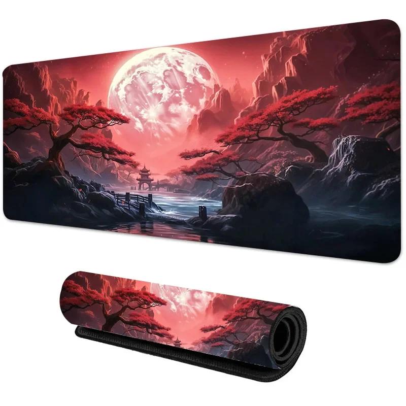 Large Sakura Scenery Gaming Mouse Pad AntiSlip Rubber Base Durable Thick Seam Edge Desk Mat for Office Gaming