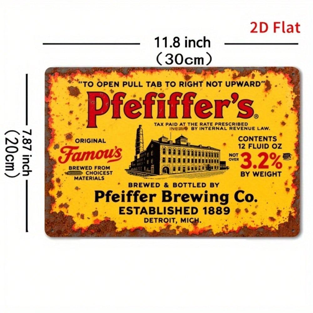 Винтажная металлическая жестяная вывеска Pfeiffers Beer Ретро настенный декор Рустик Индустриальное искусство