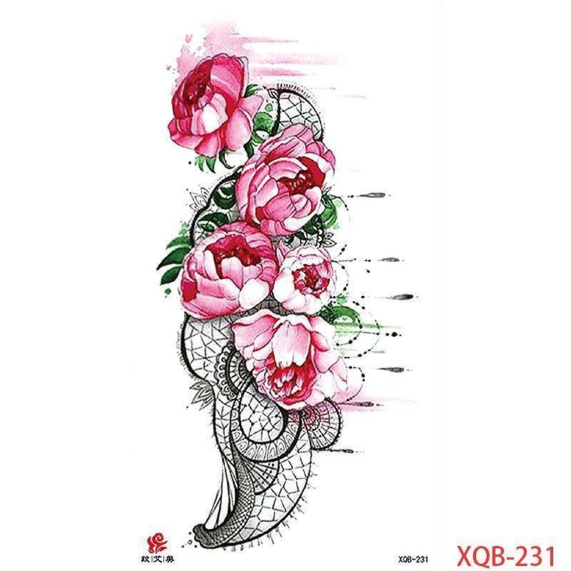 1PCS Waterproof Tattoos Temporary Tattoo Sticker Flowers Rose Body Tattoos for Women Art Arm Hand Tattoos Wolf Tiger Lion Painting Tatoos