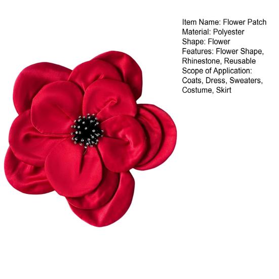 3D Flower Corsage Applique Rhinestone Decor Sweater Dress Blouse Decor DIY Stitching Patch Clothing