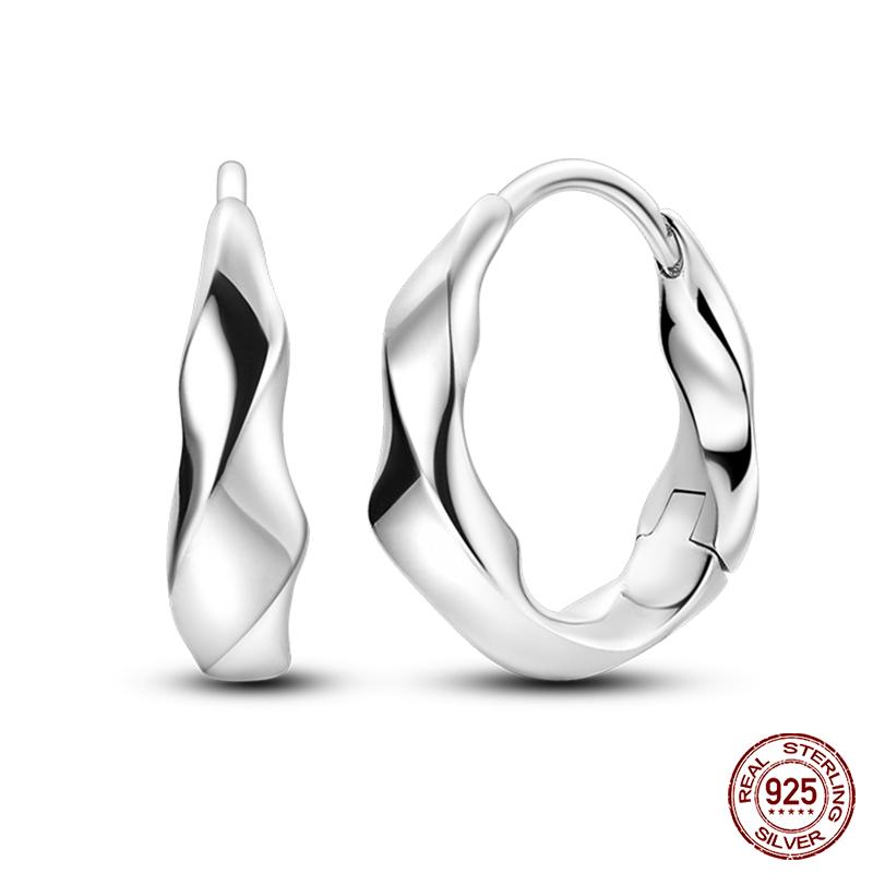 Charms Double Hoop Earrings For Women 100% 925 Silver Cubic Zircon Heart Star Moon Earrings Elegant Birthday Jewelry Gifts