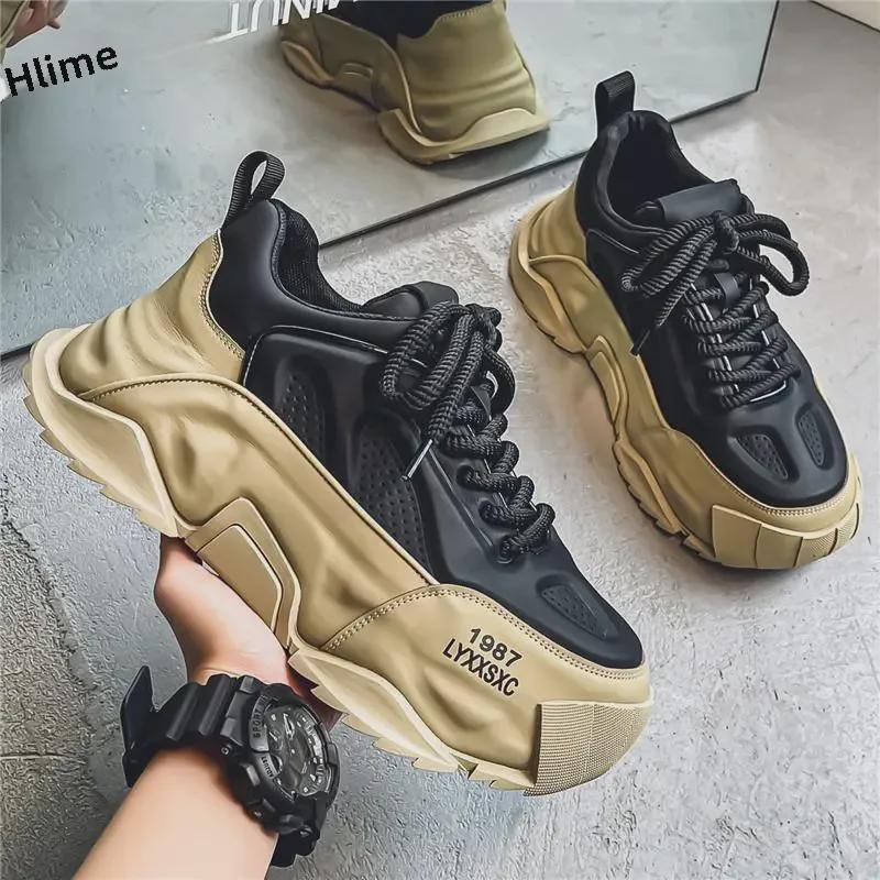 Men's Thick Sole Running Shoes - Breathable, Height-Boosting, Large Size for Autumn/Winter