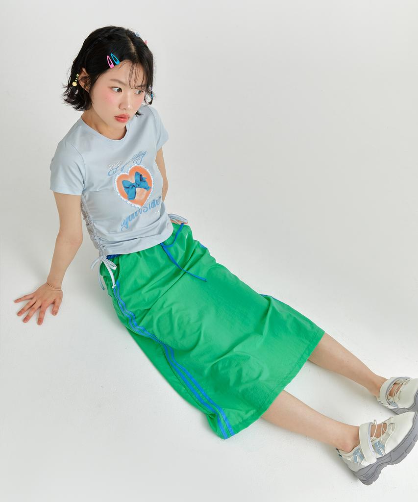 Adore Bell Contrast Line Skirt - Green