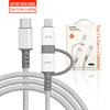 2-in-1 Type-C Cable for Samsung/Android & iPhone, Braided 3A Fast Charging & Data Sync, C-C+L Dual Head