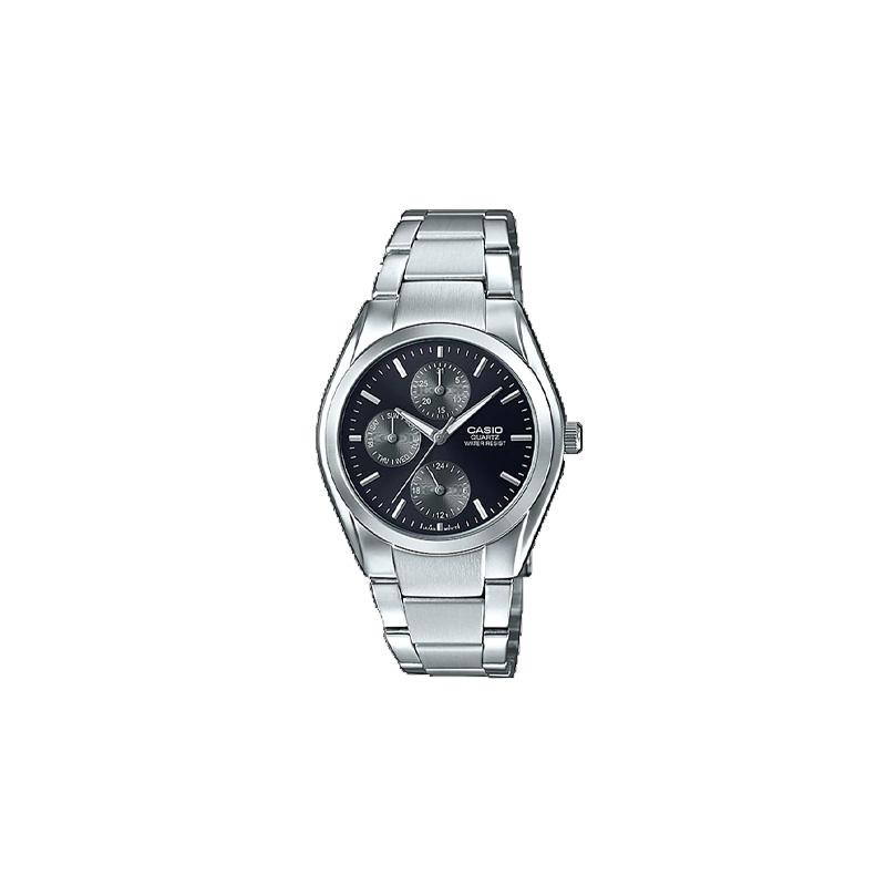 Casio 30M Водонепроницаемые Кварцевые Мужские Часы из Нержавеющей Стали Черный Циферблат MTP-1405D-1ADF