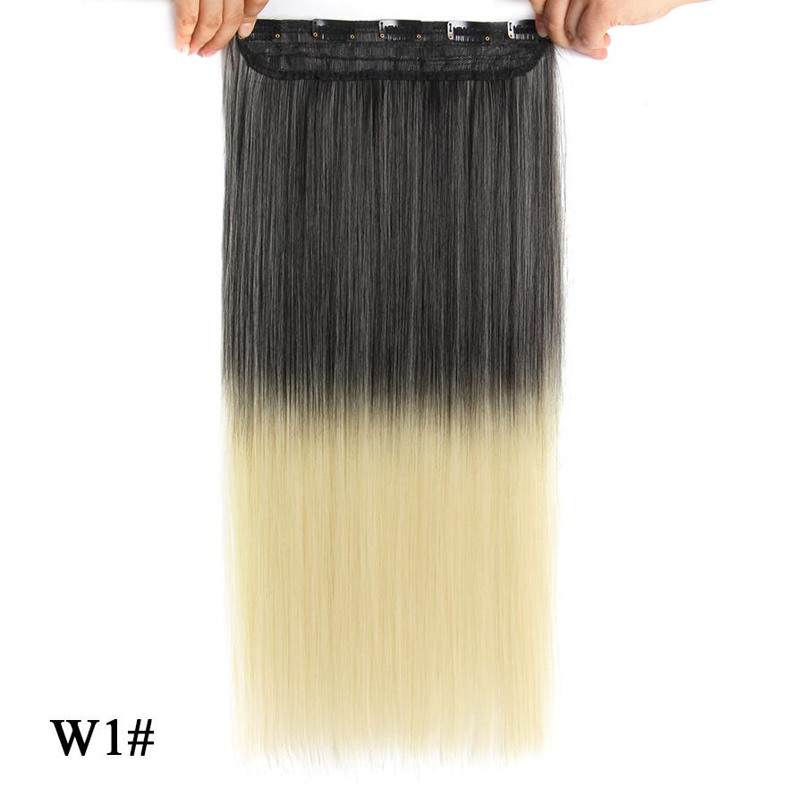 Прямые наращивания волос Ombre Розовый Фиолетовый Наращивание волос на 5 клипсах Синтетические дешевые 22 дюйма для женщин