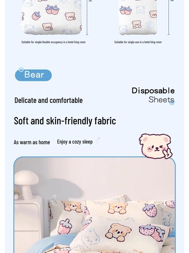 Очень большой толстый одноразовый гостиничный постельный комплект: Пододеяльник, наволочка, банное полотенце и грязеотталкивающая простыня.