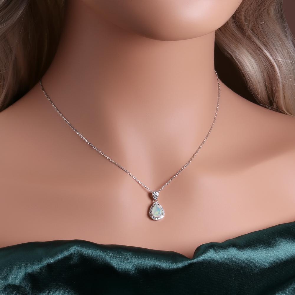 Настоящее серебро S925 с натуральными эфиопскими опалами, изысканные ювелирные изделия в форме груши, классический дизайн для женщин, повседневная одежда, хороший подарок