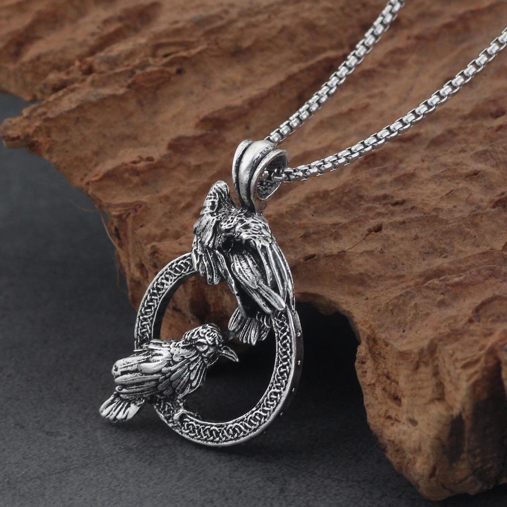 Retro Crow Pendant Necklace: Men's Stainless Steel Animal Chain - Hip Hop Jewelry
