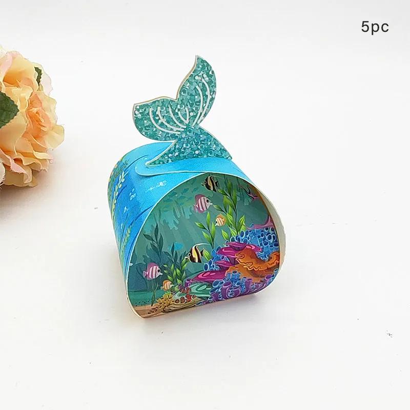 Коробка конфет в виде хвоста русалки в стиле фонарика, свадебная коробка с угощениями, синяя океанская серия, коробка конфет в виде рыбьего хвоста, подарки для девочек на день рождения русалки