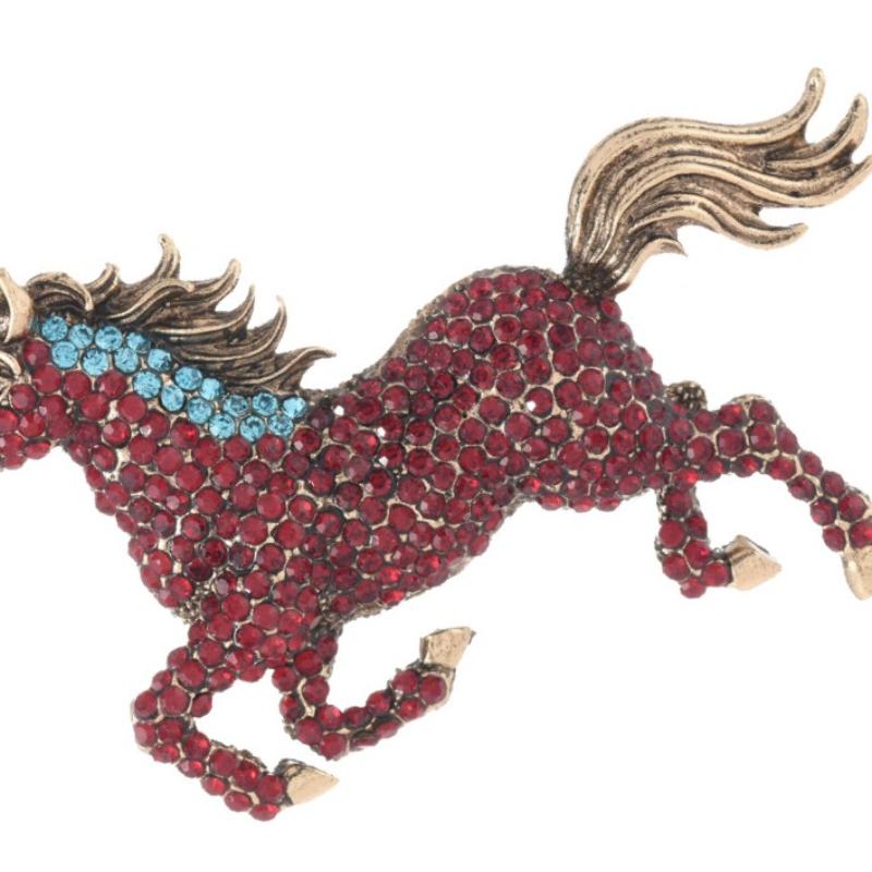 Inlaid Enamel Horse Brooch For Women And Men'S Trend Alloy Hard Animal Brooch For Casual Office Jewelry Gifts
