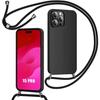 Protective Case for iPhone 15 Pro - E.F.CONNECTION - Soft Silicone - Black - Anti-scratch - Lanyard Included