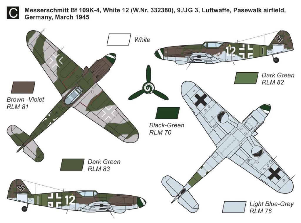 Mark I Plastic Model Kit MKM 144074N 1/144 Bf109K-4 "Kurfürst" (2 kits) (Airplane)