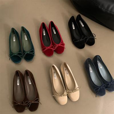 Мода Bailamos Совершенно новые женские бархатные балетки Модные туфли Мэри Джейн с круглым носком и мелким вырезом Мягкие повседневные балетки Туфли-слингбэки Muje