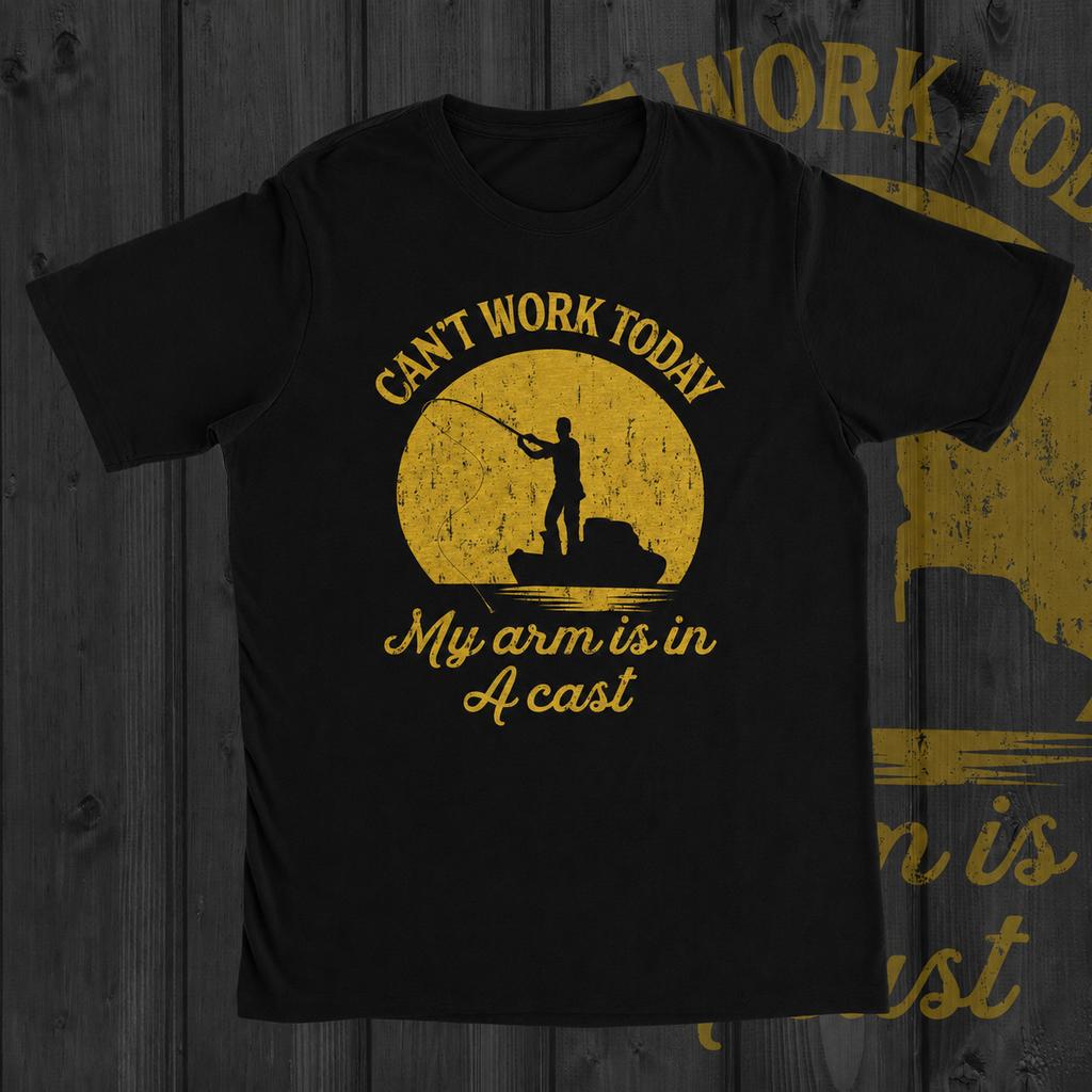 Funny Fishing TShirt FisherUnisex Gift Arm Cast Printed Cotton ShortSleeved TShirt Fishing Lovers Unisexs Clothing Unisex TShirt