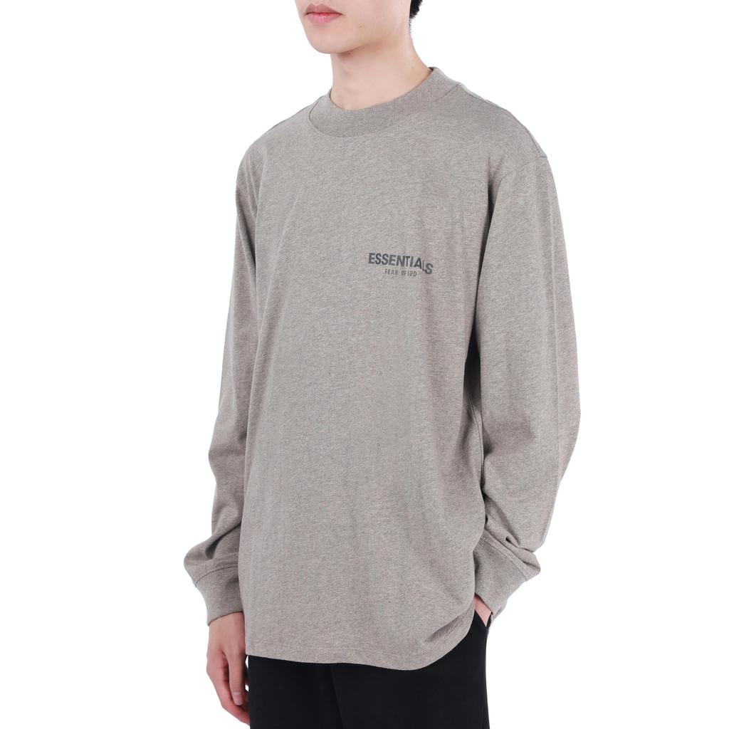 Fear of God Essentials Дышащая футболка с длинным рукавом, однотонная, с круглым вырезом, унисекс, Dark-Heather-Oatmeal FOG-FW21-190