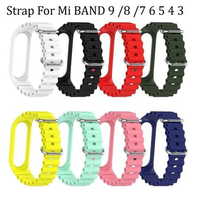 Силиконовый ремешок для часов для Xiaomi Mi BAND 9 8 7 6 5 4 3, аксессуары для часов с двойной застежкой для Mi Band 3 4 NFC