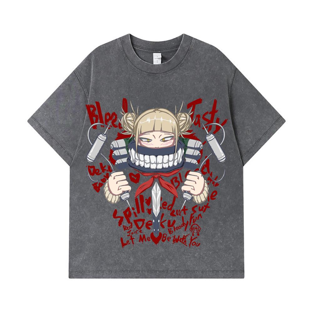 275 GSM Washed T-shirts 100% Cotton My Hero Academia V7 Himiko Bleed Print Unisex Heavy Cotton T Shirt