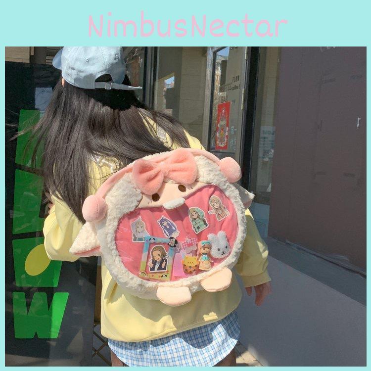 Cartoon Sheep Plush Backpack With Large Capacity For Daily Use And School