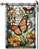 Spring Buttery Garden Ag Stained Glass Style Spring Summer Oral Owers Garden Ag Vertical Double Sided Rustic Farml SSL